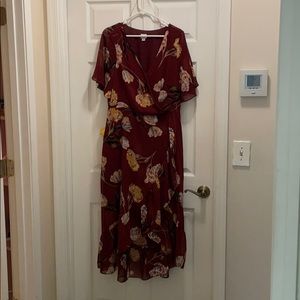 Burgundy floral dress